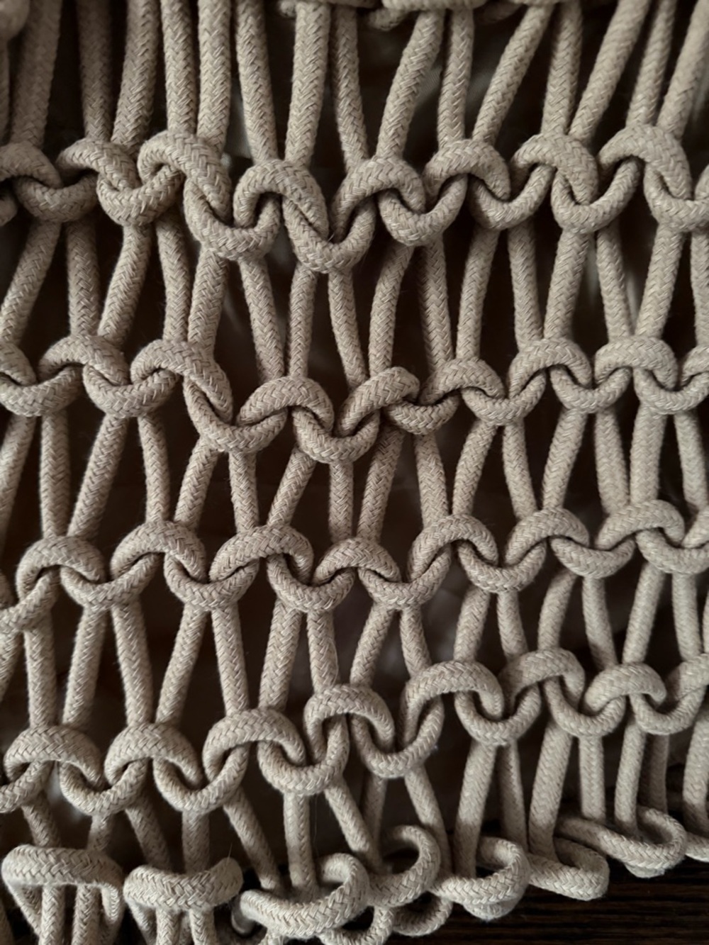 Woven Macramé Tote Bag in Tan - Picture 2 of 11